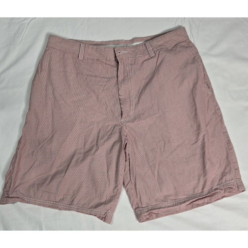 ⛳ ROUNDTREE & YORKE RED WHITE STRIPED SHORTS MENS SIZE 35 Golf Casual